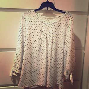 White top with blue polka dot